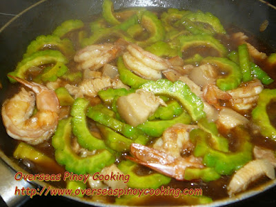 Prawn and Pork Ampalaya in Oysters Sauce - Cooking Procedure