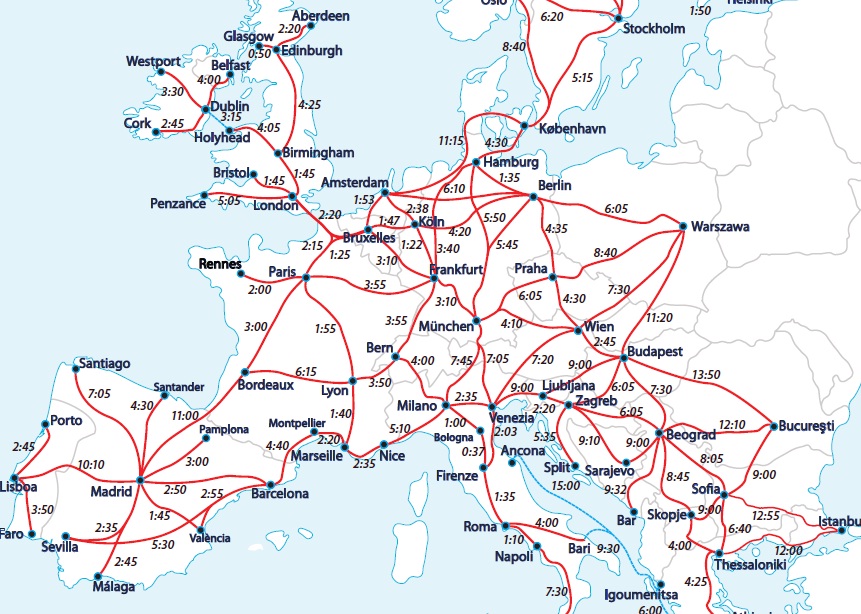 Mapa Europa Interrail Mapa Europa Interrail