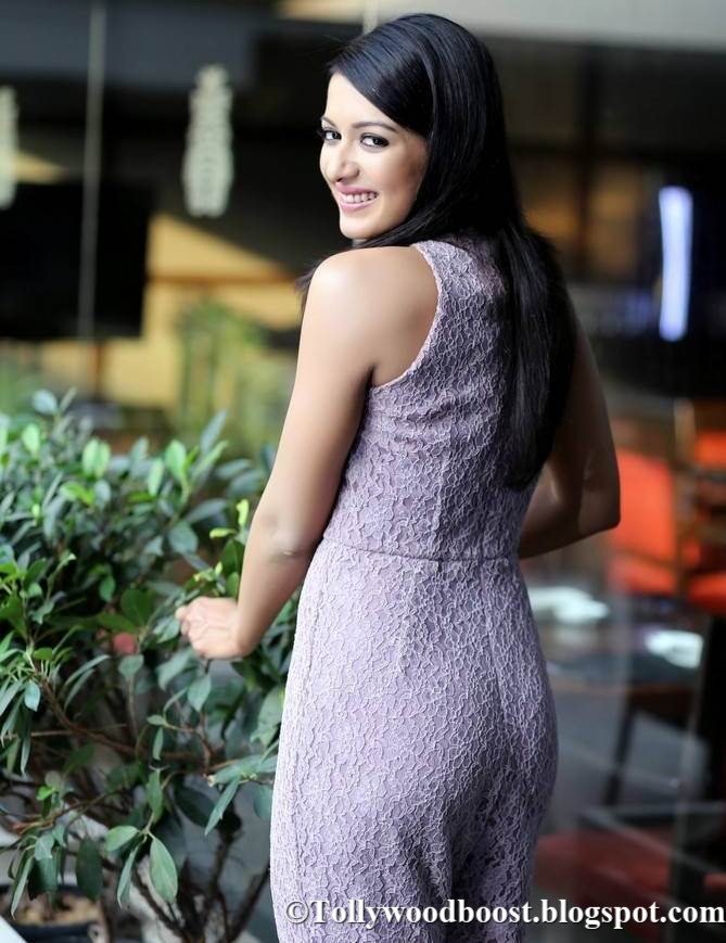 Telugu Girl Catherine Tresa Photo Shoot In Violet Dress