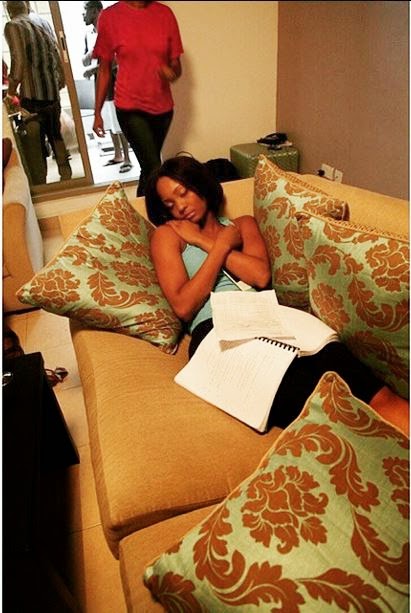 Osas Ighodaro sleeping