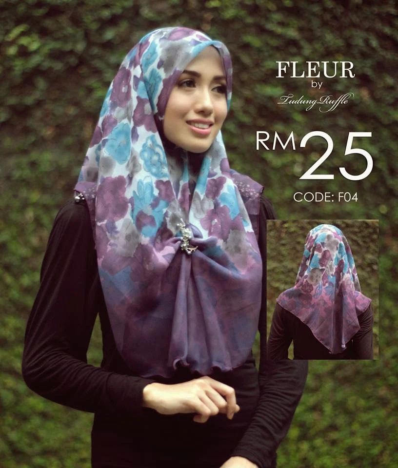 Tudung Bawal Ruffle printed