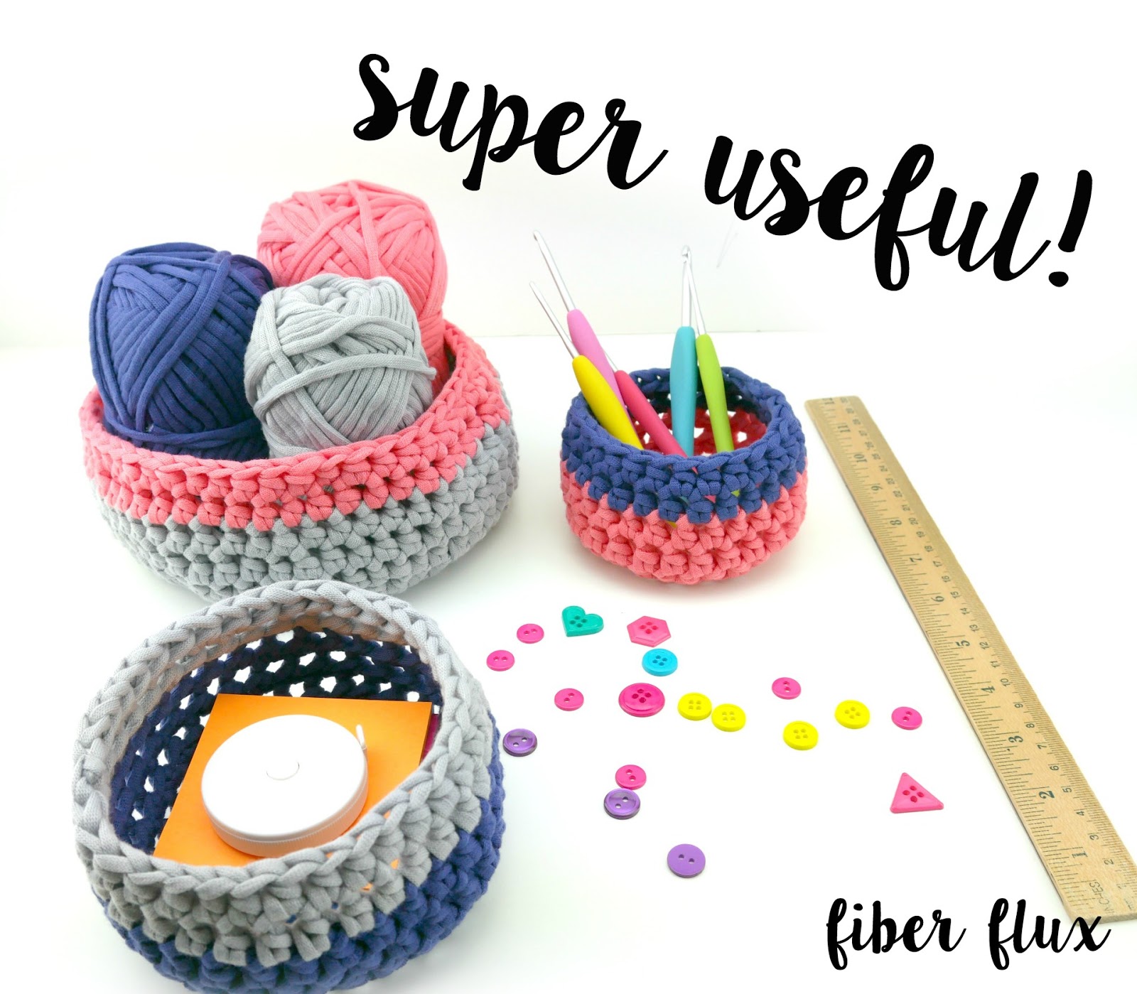 Fiber Flux Free Crochet Pattern...Modern Nesting Baskets!