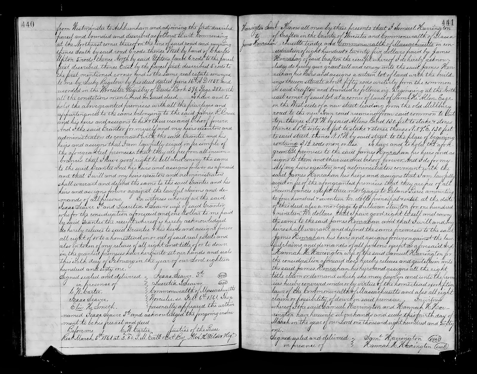 GeneaMusings Amanuensis Monday Post 191 1861 Land Deed of Isaac