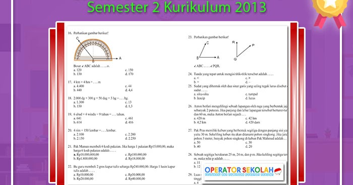 Contoh Soal Matematika Kelas 4 Semester 2 Kurikulum 2013 Operator Sekolah Contoh Soal Matematika Kelas 4 Semester 2 Kurikulum 2013 Operator Sekolah