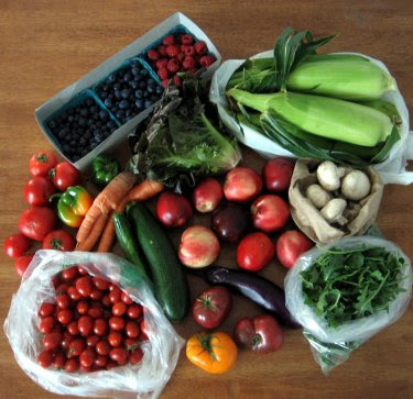 farmer's market fruit and vegetable haul