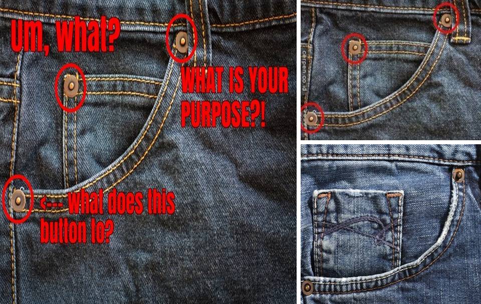 buttons on jean pockets