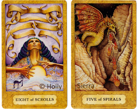 Chrysalis Tarot Eight of Scrolls Five of Spirals Brooks  Sierra