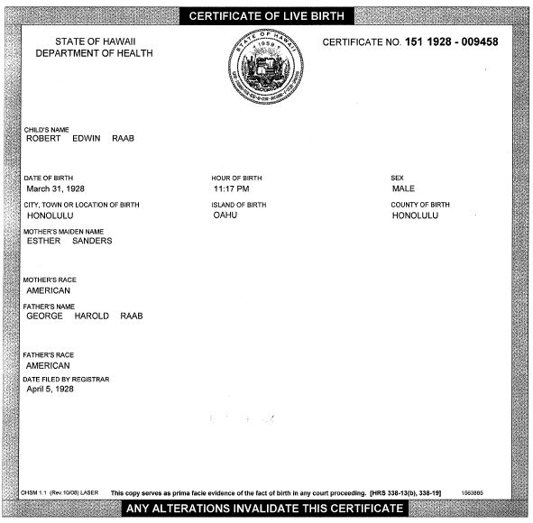 REWinn My Father, Obama And Their Birth Certificates