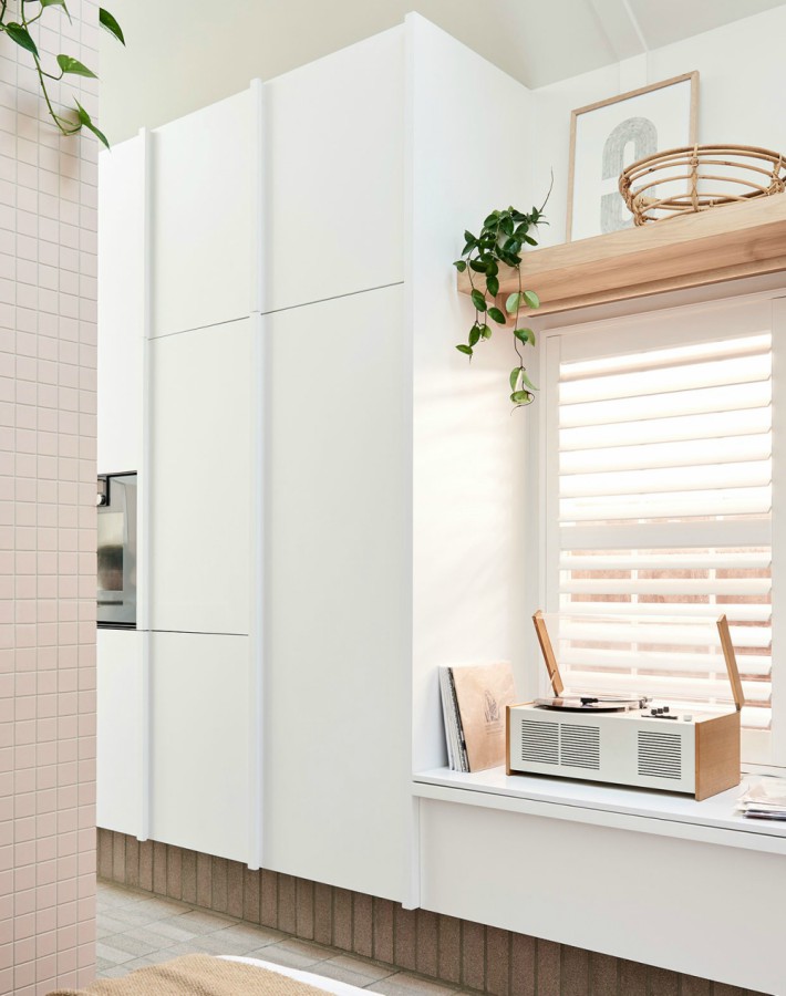 Una encantadora tiny home en color rosa empolvado