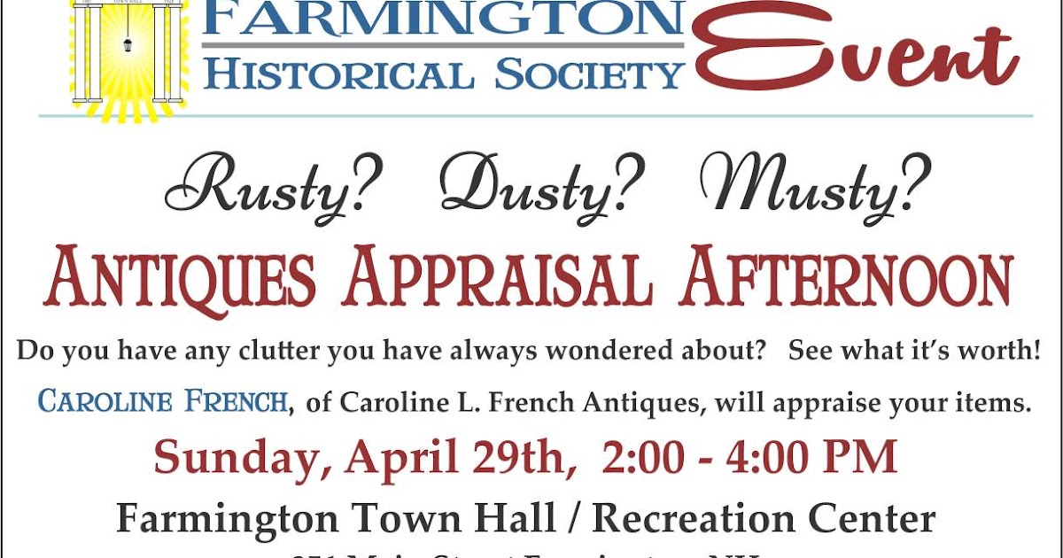 Save the Date! Antiques Appraisal Afternoon Sunday April 29th, 24pm