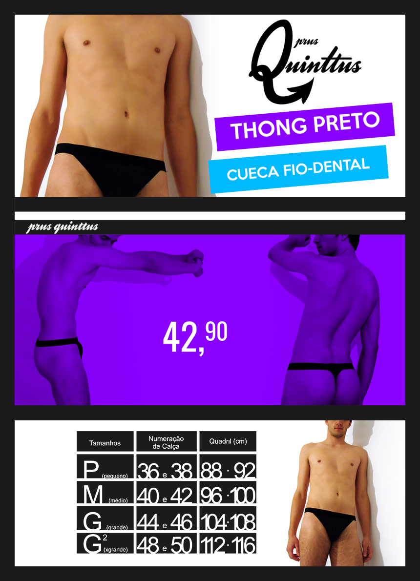 Cueca Thong Fio Dental Tanga Prus Quinttus