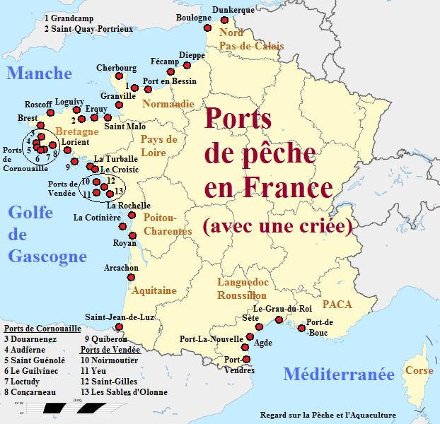 carte de france pêche