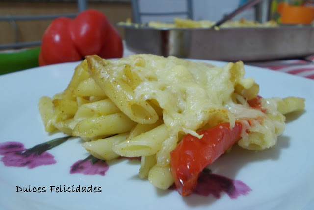 Macarrones con pimientos