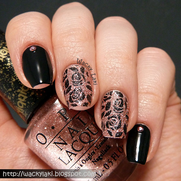 Wacky Laki: Black Roses Featuring OPI Make Him Mine and MoYou Stamping