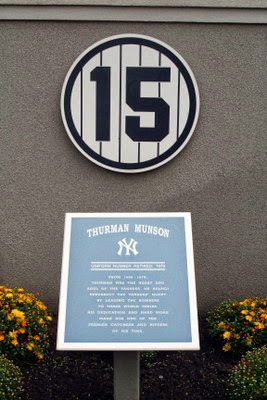 Thurman Munson number 15 in Monument Park Yankee Stadium