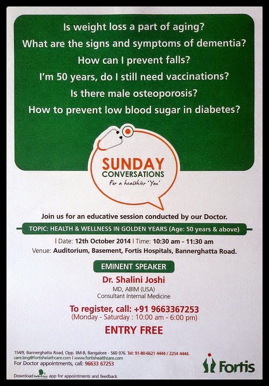 Public talk (12th Oct 2014 1030AM) on "Health and