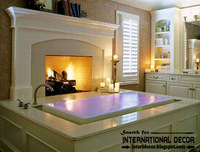 best ideas for placing fireplace in the bathroom, Cozy Interior bathroom with fireplace designs