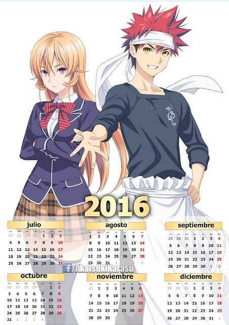 calendario 2016 shokugeki no souma
