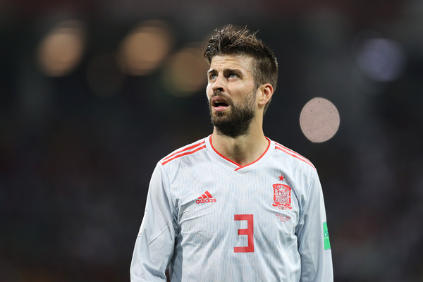 Gerard Pique of Spain reacts during the 2018 FIFA World Cup Russia group B match between Portugal and Spain at Fisht Stadium on June 15, 2018 in Sochi, Russia.