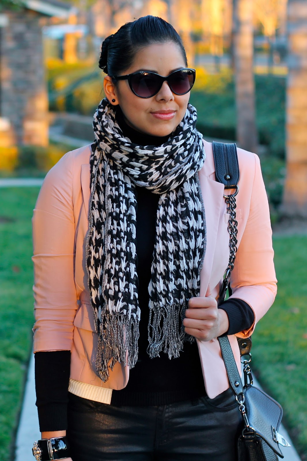 Rose, Houndstooth & Leather - Lil bits of Chic