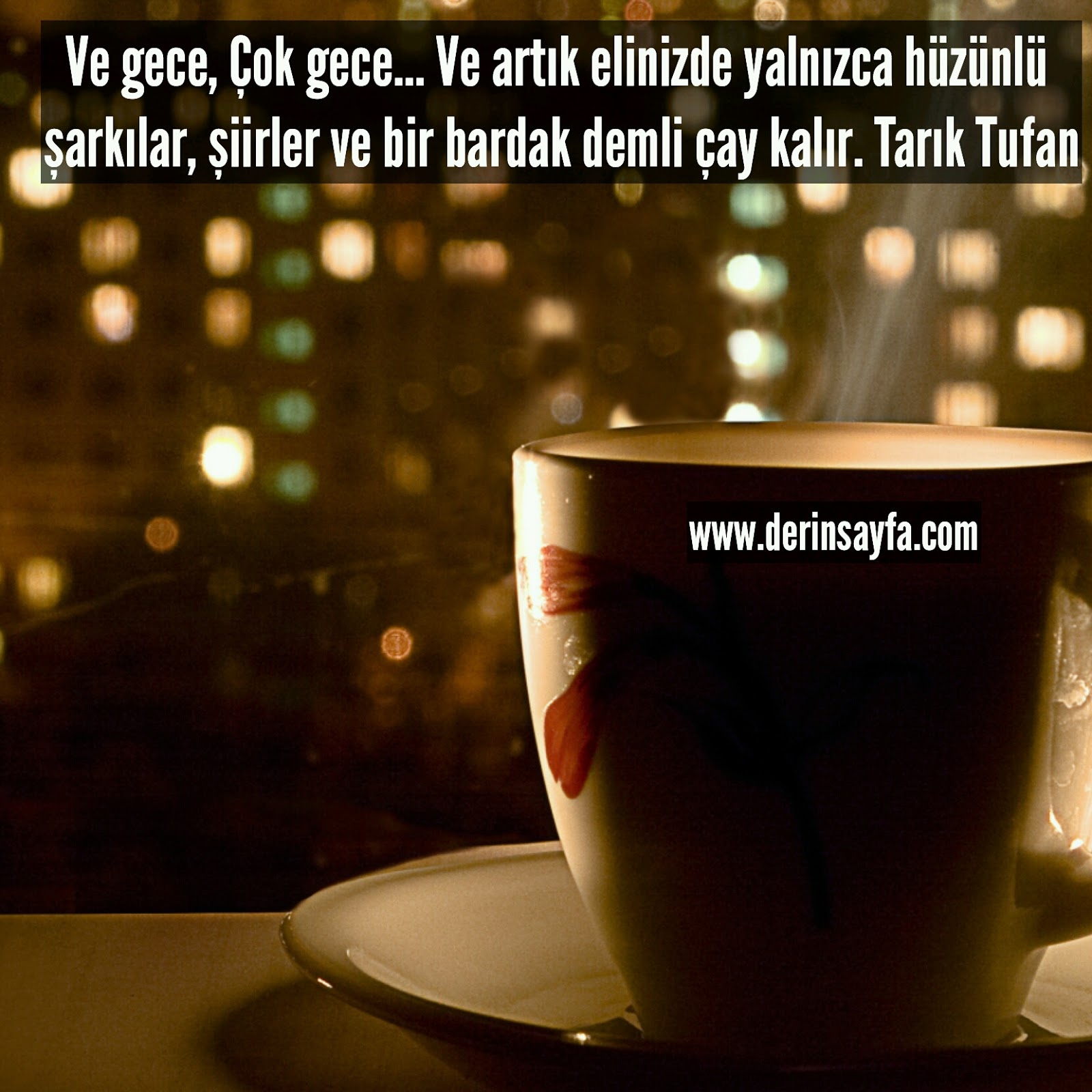 ve gece cok gece ve artik elinizde yalnizca huzunlu sarkilar siirler ve bir bardak demli cay kalir tarik tufan guzel sozler dini anlamli sozler ayrilik ask sevgi sozleri mesajlari