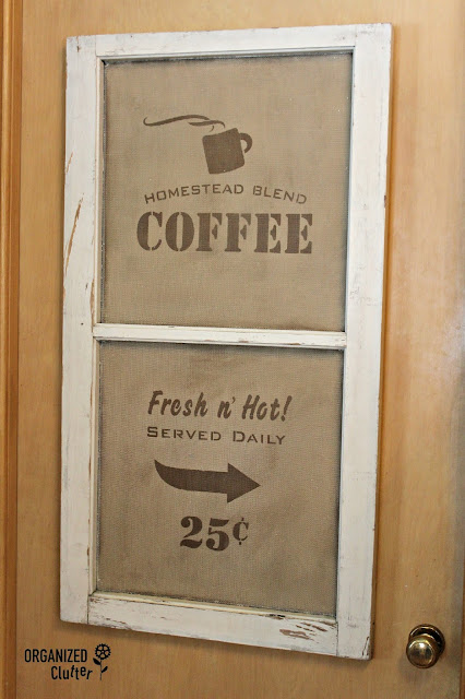 Old Sign Stencils "Coffee" Window Screen organizedclutter.net
