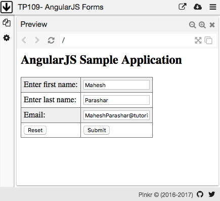 Programming Steps: TP109- AngularJS Forms