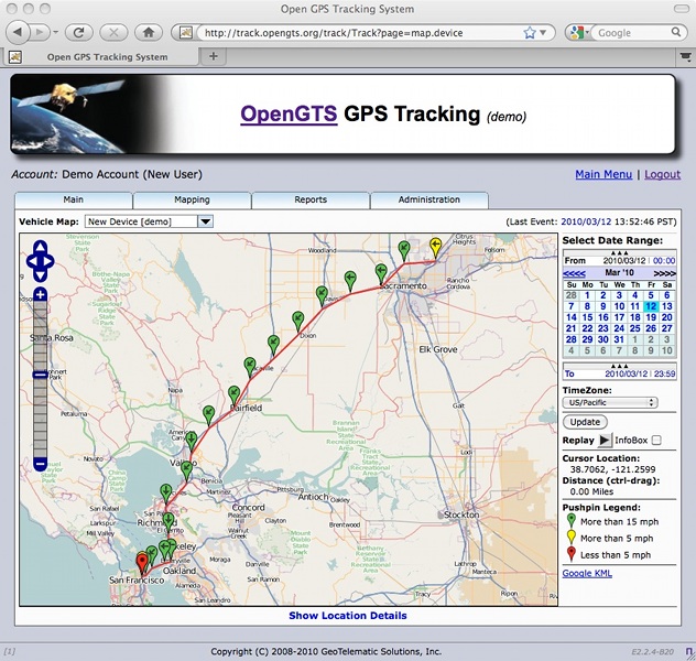 JoeGTEC's path OpenGTS webbased GPS tracking services
