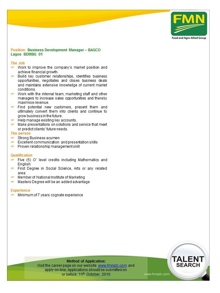 Recruitment at Flour Mills of Nigeria Plc 1st Flour Mills of Nigeria Plc