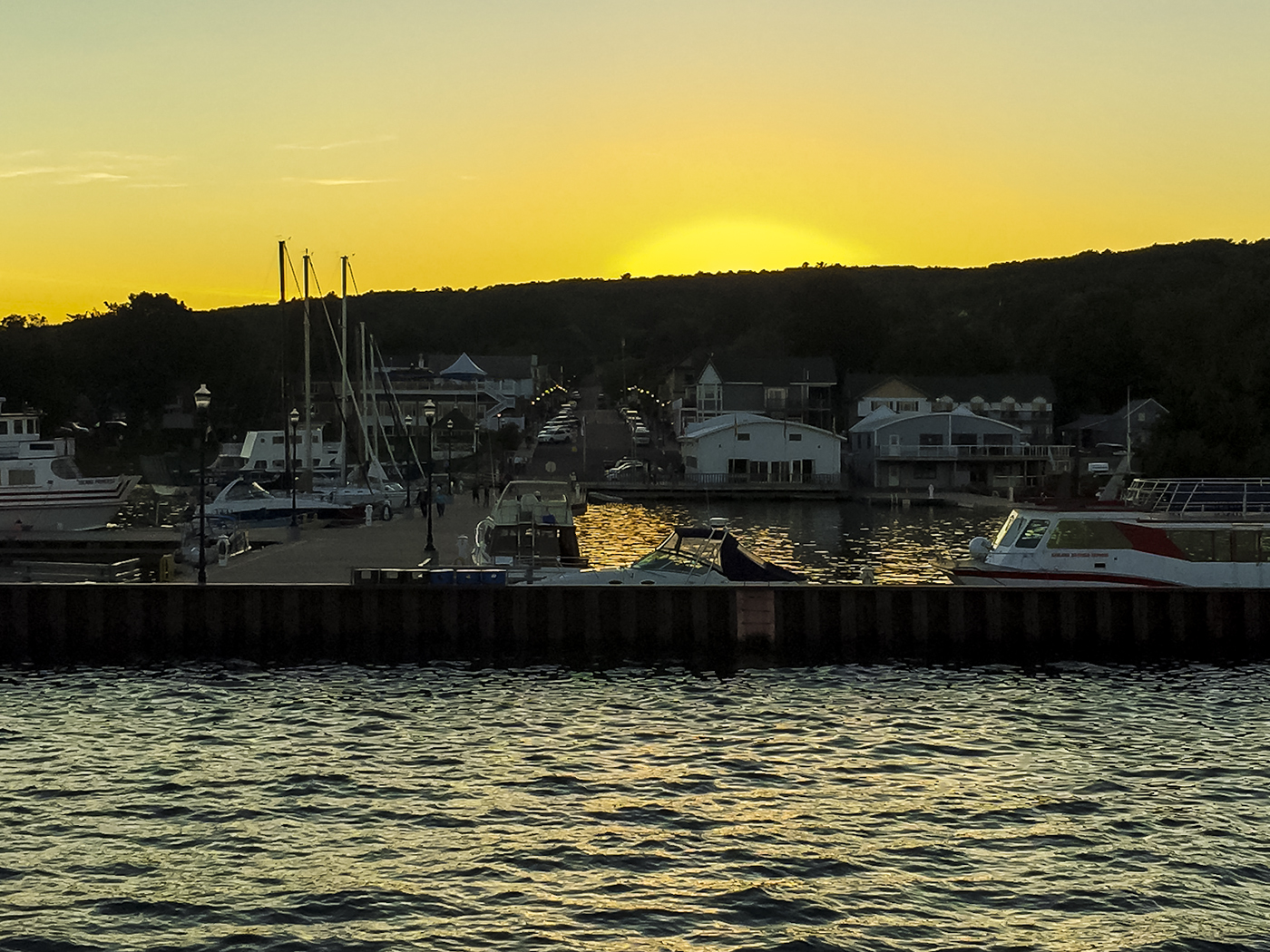 The Marina in Bayfield as seen from the Madeline Island Ferry