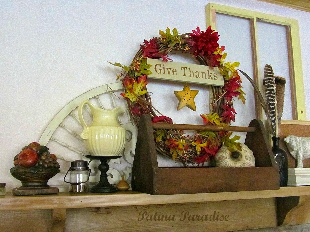 Two Thanksgiving Mantel Styles from Flea Market Finds