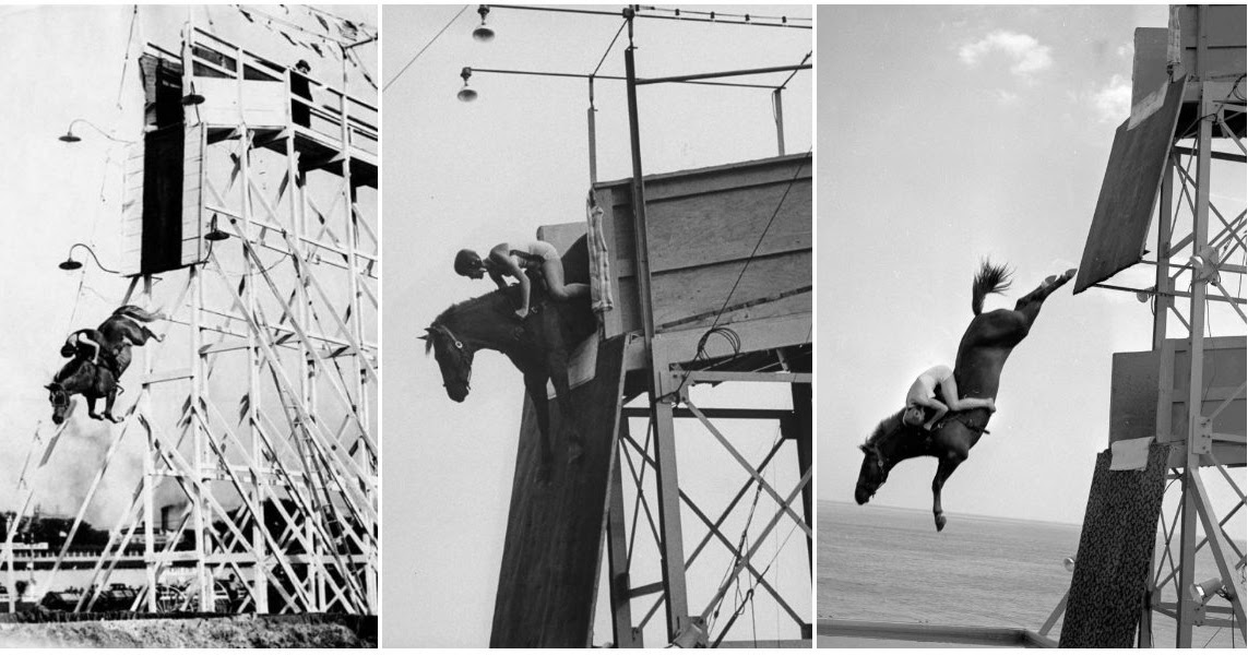 20 Incredible Vintage Photographs of Women Diving Horses in Atlantic