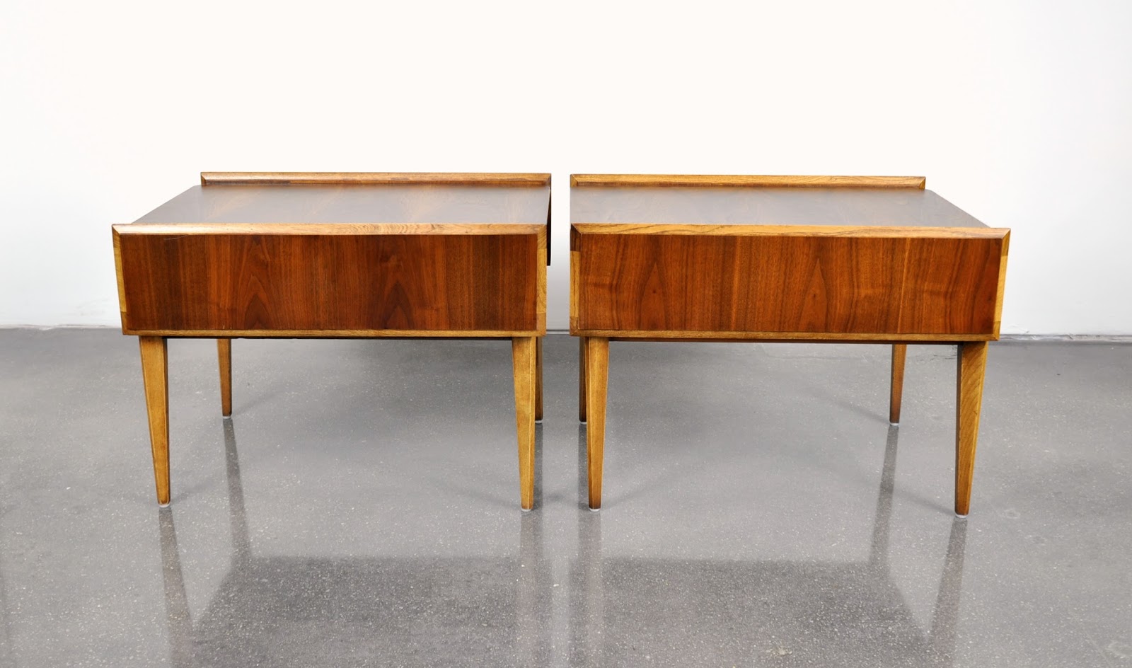 SELECT MODERN Pair of Lane First Edition Walnut and Pecan Side, End or