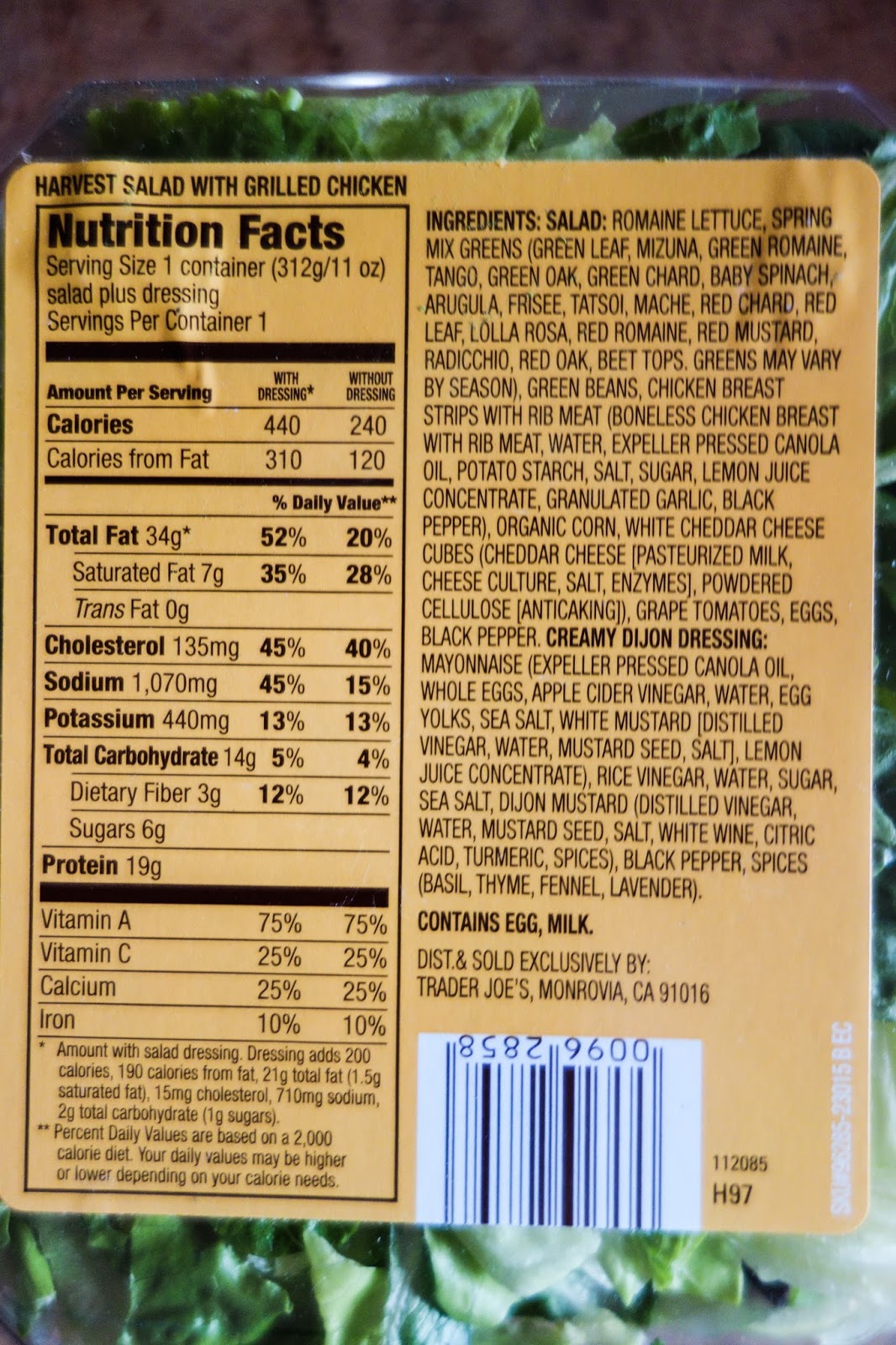 Trader Joe's Harvest Salad with Grilled Chicken