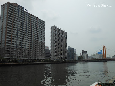 Tall skyscrapers in the Sumida River cruise, Tokyo - Japan