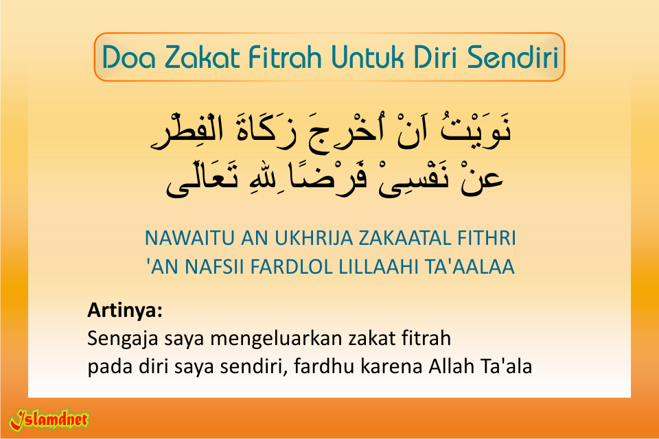 Doa niat zakat fitrah arab dan artinya