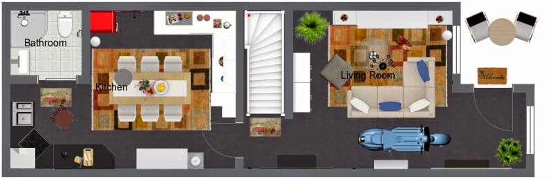 House Sketches Rumah Kecil 4x13 2lt 2kt 2km Contoh 1