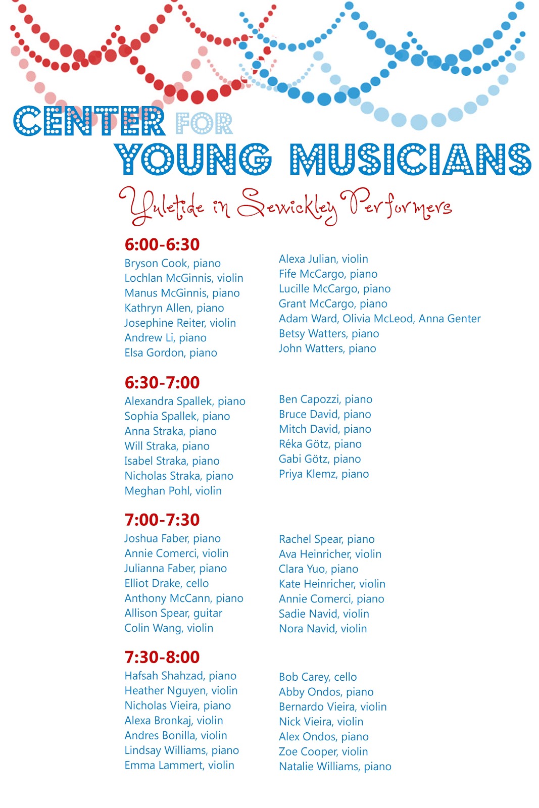 Take Note Light Up Night Sewickley LineUp and ECM Invitation