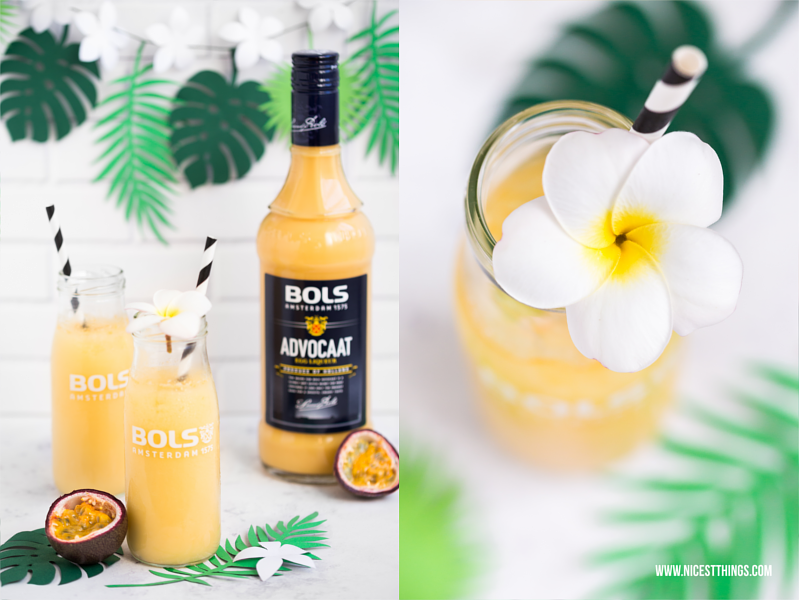 Bols Advocaat Maracuja Flip Cocktail mit Eierlikor und Maracujasaft