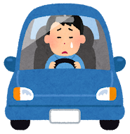 運転している男性のイラスト(
泣く)