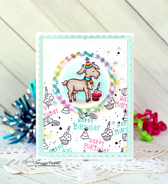 Goat Birthday Card by Larissa Heskett | Bleat Stamp Set Frames & Flags Die Set and Circle Frames Die Set by Newton's Nook Designs #newtonsnook