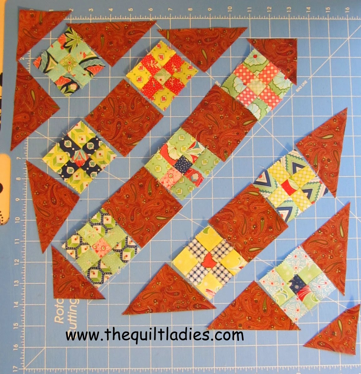 free nine patch quilt block into a quilted table topper.