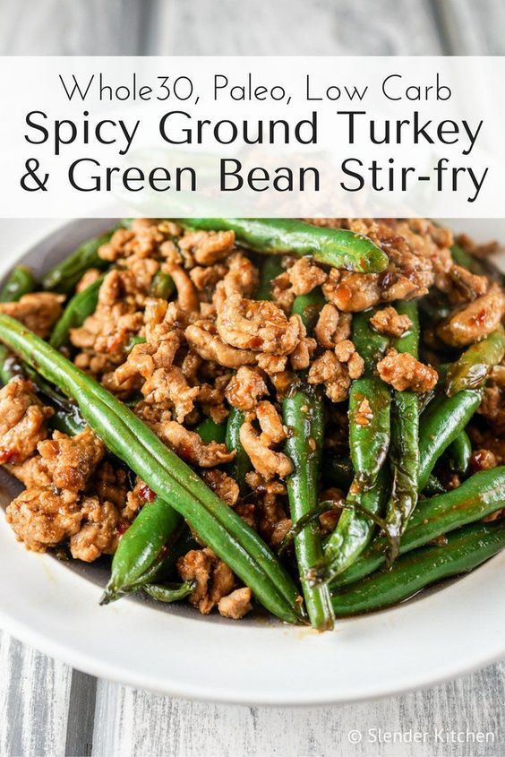 Spicy Ground Turkey and Green Bean Stir-fry is a Paleo and low carb dish that is packed with flavor and comes together in 15 minutes.