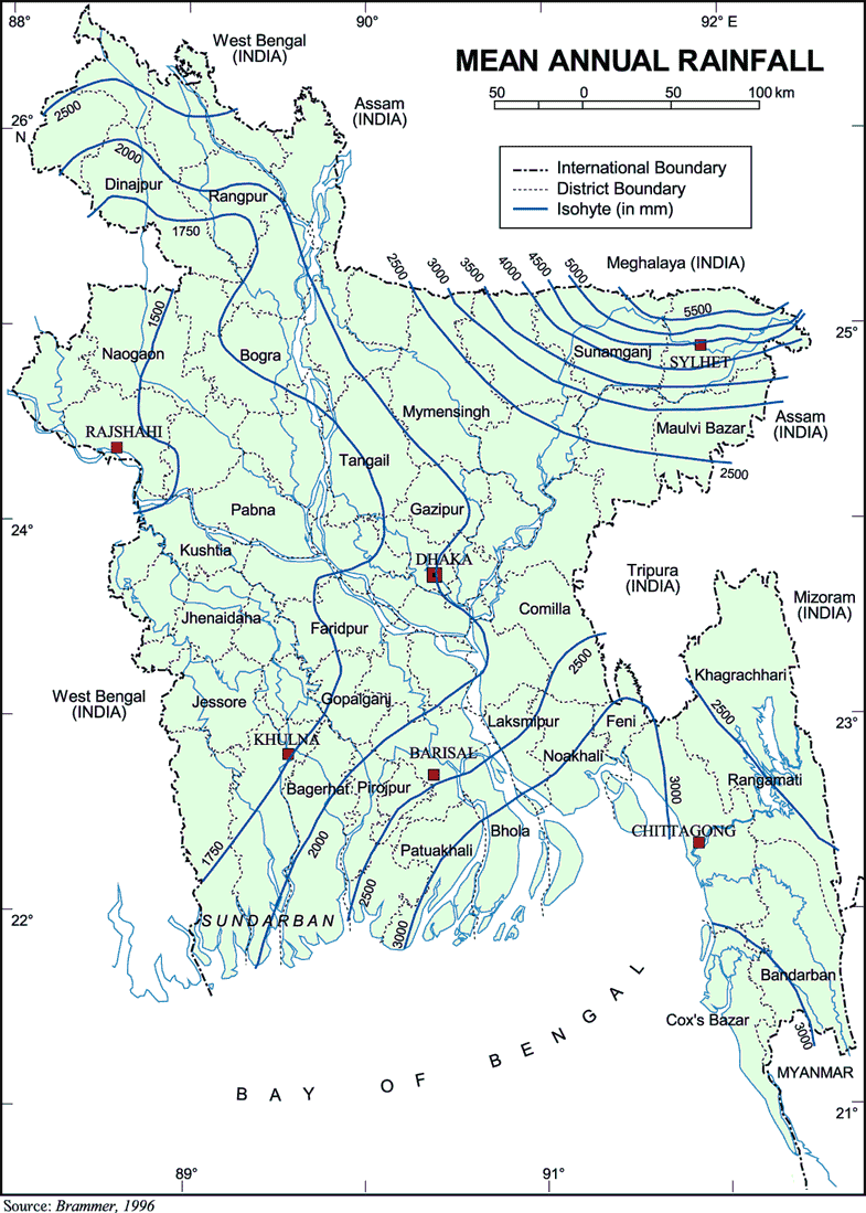 Mean Annual Rainfall Map Bangladesh