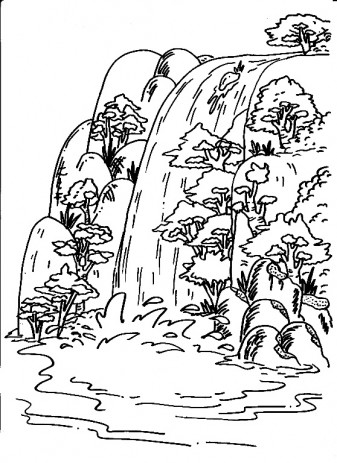 Download Coloring Pages for Kids: Waterfall Coloring Pages for Kids