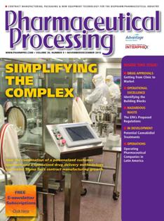 Pharmaceutical Processing 2015-09 - November & December 2015 | ISSN 1049-9156 | TRUE PDF | Mensile | Professionisti | Farmacia | Tecnologia | Ricerca | Distribuzione
Pharmaceutical Processing is the only pharmaceutical publication focused on delivering practical application information with comprehensive updates on trends, techniques, services, and new technologies that are available in the industry. Spanning from development through the commercial manufacturing process, our editorial delivery assists 25,000 industry professionals in their day-to-day job functions, and in-turn, helps their companies bring new drugs to market faster, with greater efficiency and the highest quality.