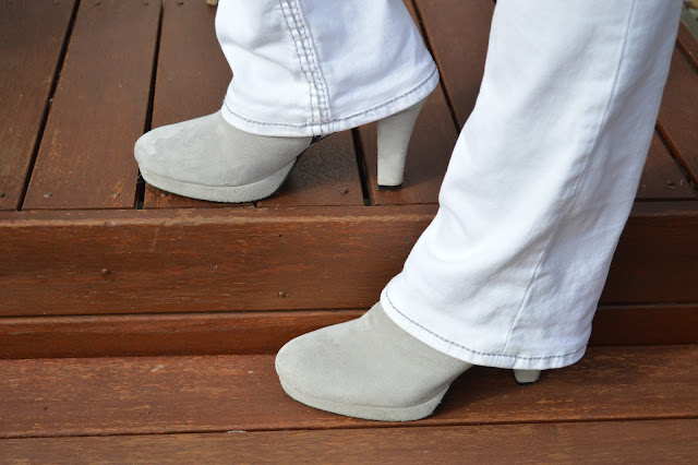 Sydney Fashion Hunter - The Wednesday Pants #40 - Silver Slicker - Shoes Of Prey Grey Suede Booties