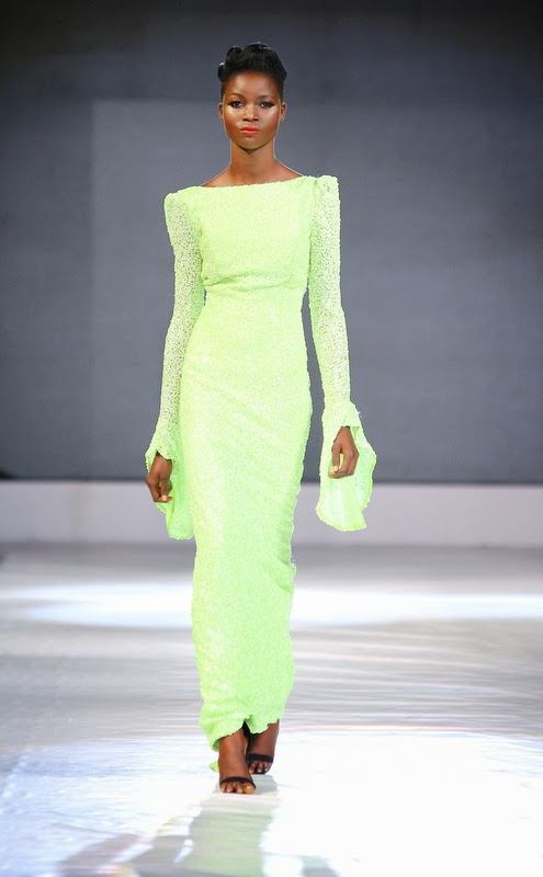 Nigerian fashion long neon dress