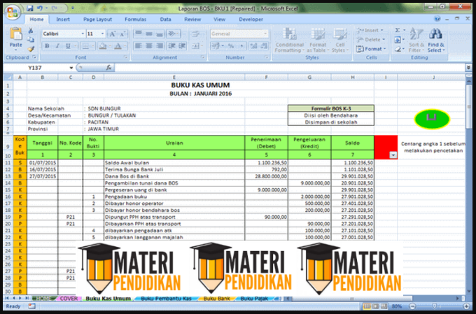 Aplikasi Excel Untuk Bendahara Sekolah