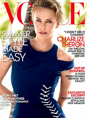 Charlize Theron sexy body in swimsuit for Vogue magazine
